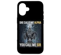 She Calls Me Alpha You Call Me Sir Funny Alpha Wolf Meme Case for iPhone 16