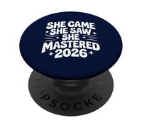 She Came She Saw She Mastered 2026 Vintage Graduation Women PopSockets Adhesive PopGrip