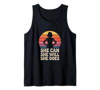She Can She Will She Does Feminist Retro Women Power Tank Top