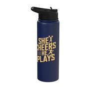 She Cheers He Plays Stainless Steel Insulated Water Bottle