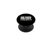 She Chose The Cats Cute Introvert Single Feline Lover PopSockets Adhesive PopGrip