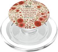 She Clothed With Strength Dignity Proverbs 31:25 Floral PopSockets PopGrip for MagSafe