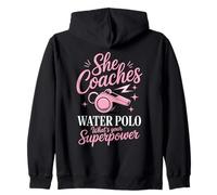She Coaches Water Polo Whats Your Superpower Coach Zip Hoodie