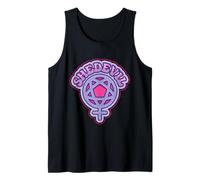 She Devil Cute Bubbly Font Feminine Pentagram Design Blues Tank Top