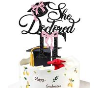 She Doctored It Cake Topper, Congrats Doctor Cake Decor, It’s DR Actually, Class of 2026 Doctoral Degree Graduation Party Decorations Supplies for Girls Black and Pink Glitter