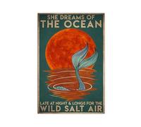 She Dreams of The Ocean Late at Night And Longs for Wild Salt Air, Retro, Fitness Motivational Poster Canvas Poster Bedroom Decor Landscape Office Room Decor Gift Unframe: 16x24inch(40x60cm)