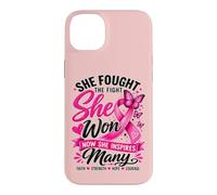 She Fought The Fight She Won Breast Cancer Awareness Women Case for iPhone 14 Plus