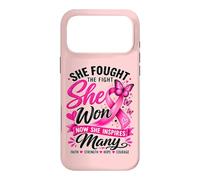 She Fought The Fight She Won Breast Cancer Awareness Women Case for iPhone 17 Pro Max