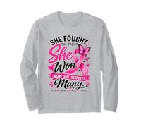 She Fought The Fight She Won Breast Cancer Awareness Women Long Sleeve T-Shirt