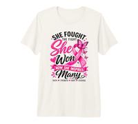 She Fought The Fight She Won Breast Cancer Awareness Women Premium T-Shirt