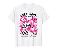 She Fought The Fight She Won Breast Cancer Awareness Women T-Shirt
