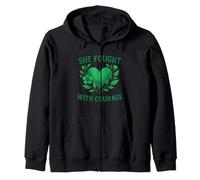 She Fought With Courage Awareness Zip Hoodie