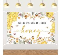 She Found Her Honey Backdrop Bee Bridal Shower Decorations Wildflowers Bride to Bee Photography Background Banner for Women Honey Bee Wedding Engagement Bachelorette Party Photo Booth Prop 5x3ft
