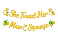 She Found Her Main Squeeze Banner Bridal Shower Party Decorations for Lemon Squash Limonada Lemonade Bride to Be Bachelorette Wedding Ceremony Engagement Party Supplies