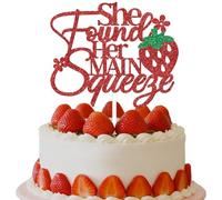 She Found Her Main Squeeze Cake Topper,Fruit Berry Bridal Shower Bachelorette Party Cake Decoration,Sweet Wedding Engagement Party Supplies Red