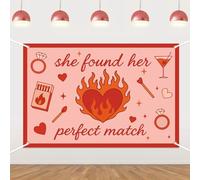 She Found Her Perfect Match Bachelorette Backdrop Decoration,Match Made in Heaven Bachelorette Decorations for Bridal Shower Engagement Photography Background
