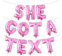 SHE GOT A TEXT Multicolor Letter Balloons Banner,16in Balloons Foil SHE GOT A TEXT Sign Alphabet Letters Foil Mylar Balloon Bachelorette Party decorations (SHE GOT A TEXT Pink Heart)