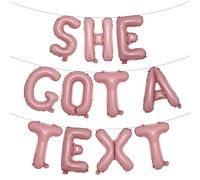 SHE GOT A TEXT Multicolor Letter Balloons Banner,16in Balloons Foil SHE GOT A TEXT Sign Alphabet Letters Foil Mylar Balloon Bachelorette Party decorations (SHE GOT A TEXT Pink)