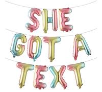 SHE GOT A TEXT Multicolor Letter Balloons Banner,16in Balloons Foil SHE GOT A TEXT Sign Alphabet Letters Foil Mylar Balloon Bachelorette Party decorations (SHE GOT A TEXT Rainbow)