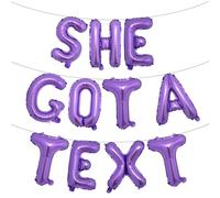 SHE GOT A TEXT Multicolor Letter Balloons Banner,16in Balloons Foil SHE GOT A TEXT Sign Alphabet Letters Foil Mylar Balloon Bachelorette Party decorations (SHE GOT A TEXT Purple)