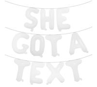 SHE GOT A TEXT Multicolor Letter Balloons Banner,16in Balloons Foil SHE GOT A TEXT Sign Alphabet Letters Foil Mylar Balloon Bachelorette Party decorations (SHE GOT A TEXT White)