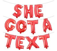 SHE GOT A TEXT Multicolor Letter Balloons Banner,16in Balloons Foil SHE GOT A TEXT Sign Alphabet Letters Foil Mylar Balloon Bachelorette Party decorations (SHE GOT A TEXT Red)