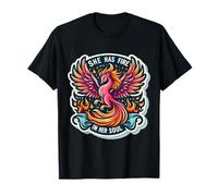 She Has Fire In Her Soul Womens Phoenix Feminine Fire Bird T-Shirt