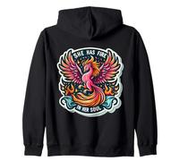 She Has Fire In Her Soul Womens Phoenix Feminine Fire Bird Zip Hoodie