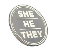 She He They Pronoun Pin Silver and Black Circular Hard Enamel Nonbinary Pronoun Button Badge…, 1 Inch, Metal, star
