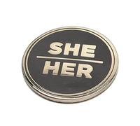 She Her Pronoun Pin Silver & Black Round Enamel Pronoun Button with Magnet Back