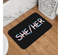 She Her Trans Pride Bathmat Absorbent Floor Mats Non-Slip Bathroom Rug For Shoes Scraper Shower Living Room 40X60Cm