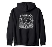 She Holds The Stars Celestial Astrology Zip Hoodie