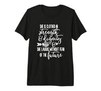 She is Clothed in Strength and Dignity Bible Verse Christian Premium T-Shirt