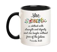 She is Clothed in Strength and Dignity Mug Novelty Coffee Mug Durable Tea Cup for Latte Milk Cocoa 330Ml