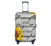 She is Clothed in Strength and Dignity Proverbs 31 25 Luggage Cover, Premium Washable Suitcase Protector with Secure Zipper & Buckle Closure, Fits 18-32 Inch Travel Luggage