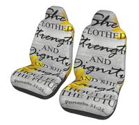 She is Clothed in Strength and Dignity Proverbs 31 25 Motors Front Seat Protective Breathable Seat Covers for Cars, Automotive Comfort & Protection for Most Cars, Van, Trucks, SUV