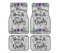 She is Clothed in Strength and Dignity Proverbs 31 25 Universal Car Foot Mats Four-Piece Set Easy to Clean Easy to Deform Easy to Install Suitable for Cars Trucks SUV