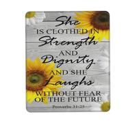 She is Clothed in Strength and Dignity Proverbs Pattern Mouse Pad Gaming Mouse Mat Non-Slip Rubber Funny Mousepad for Computer Laptop Gamer 7.9x9.4 inch