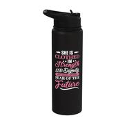 She is Clothed in Strength and Dignity Religion Bible Verse Stainless Steel Insulated Water Bottle