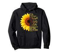 She Is Clothed In Strength Sunflower Christian Religious Pullover Hoodie
