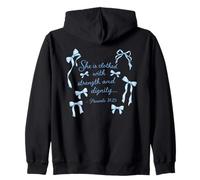 She Is Clothed Strength Dignity Proverbs 31:25 Bible Verse Zip Hoodie