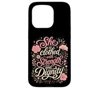 She Is Clothed With Strength And Dignity Bible Proverbs Case for iPhone 15 Pro