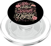 She Is Clothed With Strength And Dignity Bible Proverbs PopSockets PopGrip for MagSafe