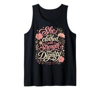 She is Clothed with Strength and Dignity Bible Proverbs Tank Top