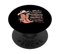 She Is Clothed With Strength And Dignity Cowboy Christian PopSockets Adhesive PopGrip