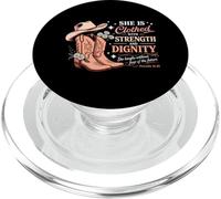 She Is Clothed With Strength And Dignity Cowboy Christian PopSockets PopGrip for MagSafe