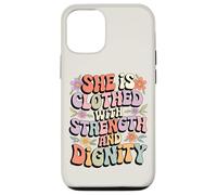 She Is Clothed With Strength and Dignity Retro Christian Art Case for iPhone 12/12 Pro