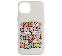 She Is Clothed With Strength and Dignity Retro Christian Art Case for iPhone 14 Plus