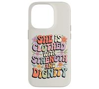 She Is Clothed With Strength and Dignity Retro Christian Art Case for iPhone 14 Pro