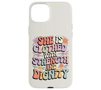 She Is Clothed With Strength and Dignity Retro Christian Art Case for iPhone 15 Plus